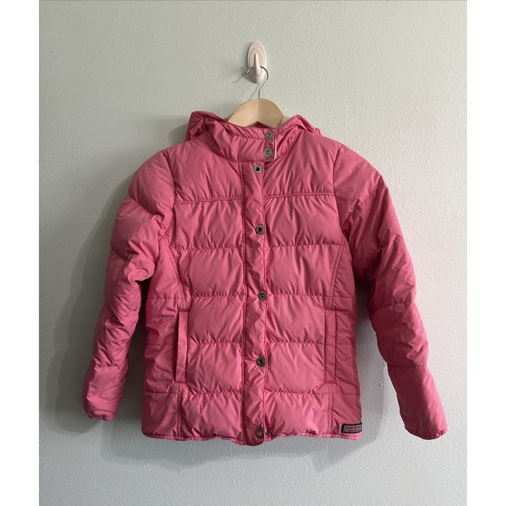 Vineyard Vines Puffer Jacket Quilted Goose Down Hood‎  Pink Youth Girls Medium